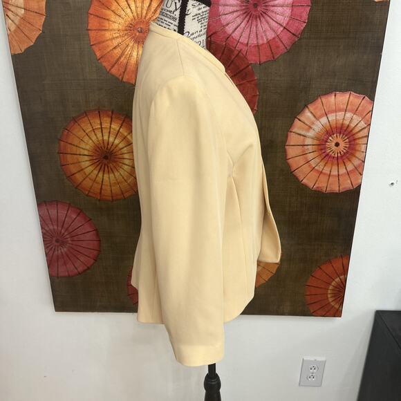 WORTH Yellow Silk Blazer Jacket Luxe Workwear Statement Piece Minimalist Sz 14 - Picture 2 of 4
